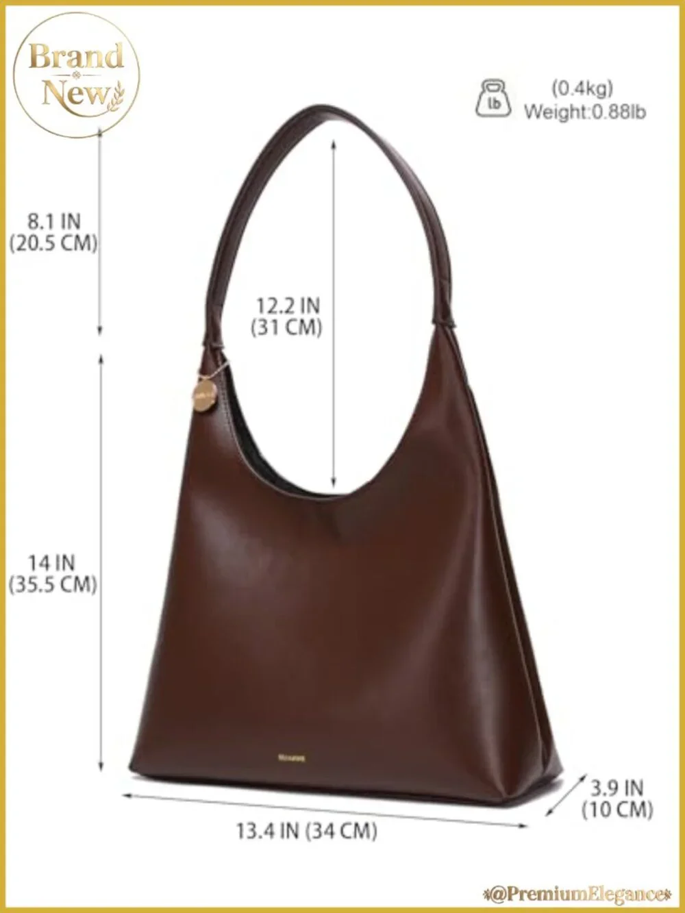 Vegan Leather Slouchy Hobo Bag Women Shoulder Tote Large Capacity Purses